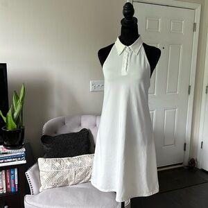 Open back halter dress